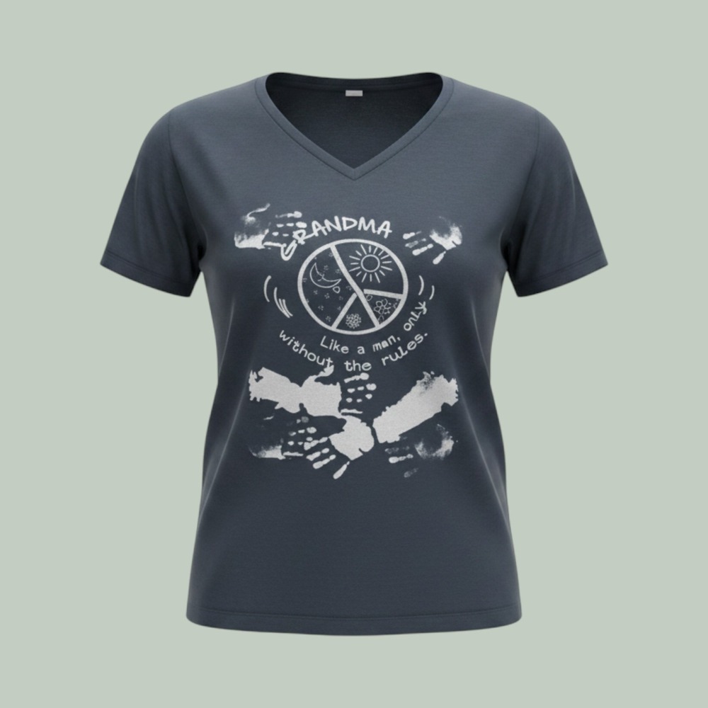 Unbranded Grandma Graphic Tee XL Navy Blue Peace Sign Rules Relaxed Fit Casual